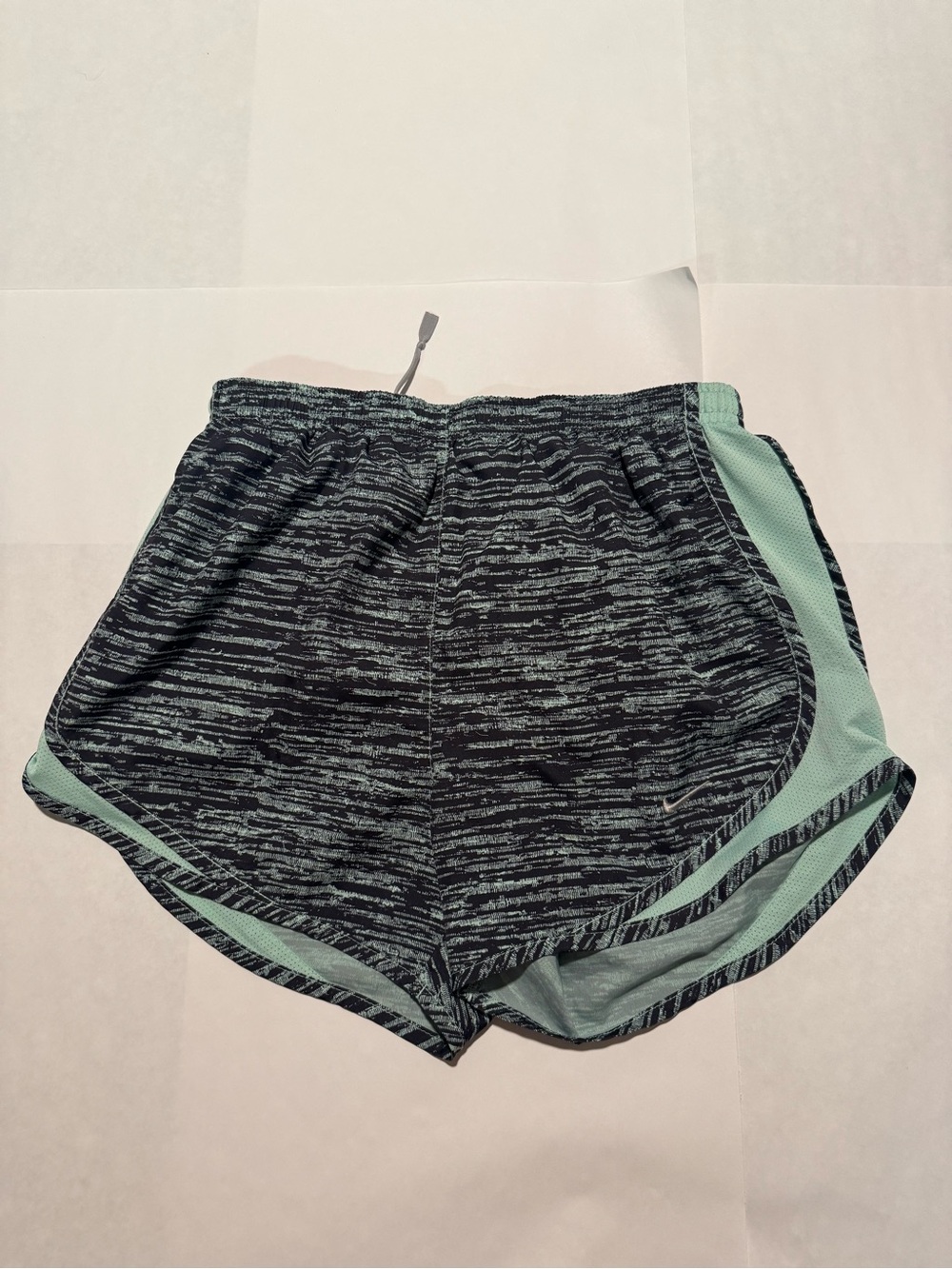 Nike Women's Black Heathered Shorts with Mint Trim Dry-fit